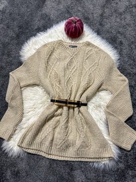 ASOS grubszy sweter z warkoczem kremowy