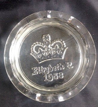 Elizabeth R 1953 Glass Dish popielniczka