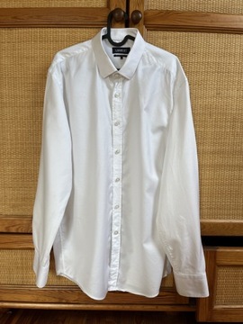 Biała koszula męska z długim rękawem Lambert 43 Slim 188 bawełna egipska