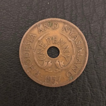 #194 Rhodesia and Nyasaland one penny 1957