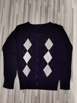 Sweter dziewczęcy w romby vintage 122/128