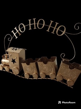 Pociąg metalowy do dekoracji świątecznej duzy
