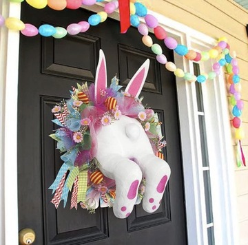 Zajączek Wielkanocny Wieniec na drzwi Kolorowy