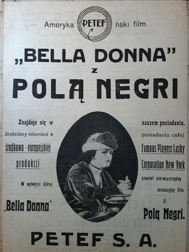 1923 POLA NEGRI PLAKAT KINOWY BELLA DONNA