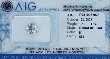 Naturalny diament brylant 1.5ct H/SI2 AIG