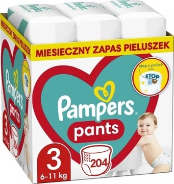 Pieluchy Pampers Pants 3 204 szt. GIGA PAKA!!!