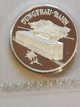 MEDAL - SREBRO (pr.999) GÓRSKIE KOLEJKI SZWAJCARII