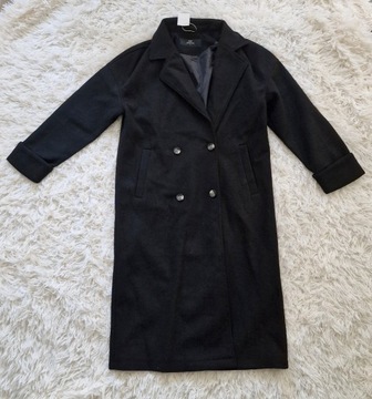 Nowy czarny płaszcz oversize Cropp M dwurzędowy