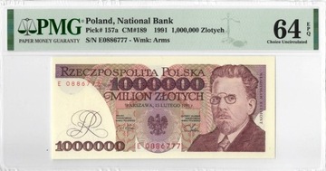 1 MILION 1000000 złotych 1991 PMG 64 EPQ