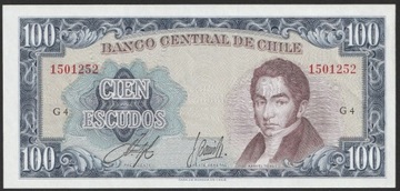 Chile 100 escudos 1960 - stan bankowy UNC