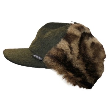 Zimowa czapka, futro naturalne i wełna XL