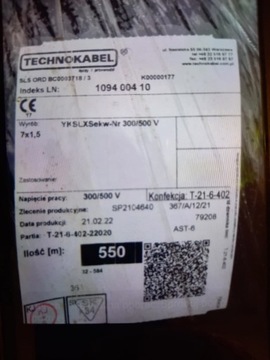 Technokabel 550m 7x1,5