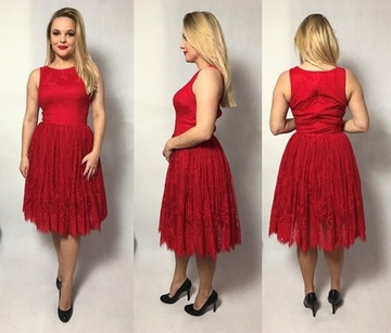 czerwona koronkowa sukienka święta studniówka