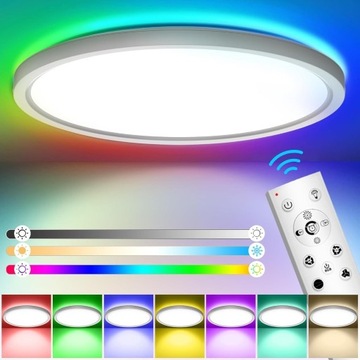 Plafon LED RGB z pilotem, IP44, 28W, 30x30cm