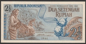 Indonezja 2 1/2 rupiah 1961 - stan bankowy UNC