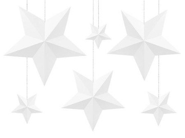 Zestaw dekoracja gwiazdy, biały, różne rozmiary