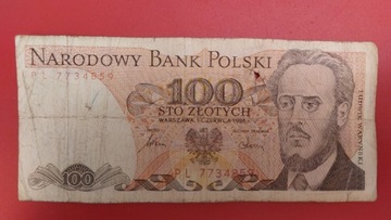 Banknot 100 zł z 1986r, Seria PL