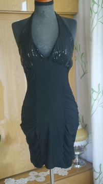 Czarna koktajlowa mini sukienka elastyczna___XS/S