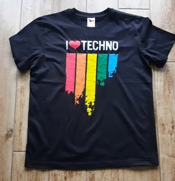 I LOVE TECHNO koszulka męska Xl