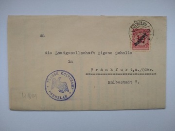 List z miejscowości Prenzlau z roku 1925