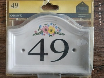 CERAMICZNY Numer Domu 49 Tabliczka ceramiczna