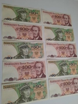 L123- ZESTAW BANKNOTÓW PRL OD 50 ZŁ DO 100 ZŁ UNC