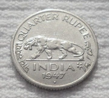 Indie Brytyjskie Jerzy VI 0,25 rupii 1947 Tygrys