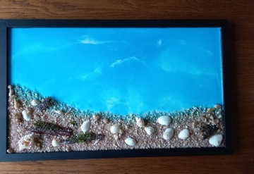 Obraz plaża, morze 3D z żywicy handmade 