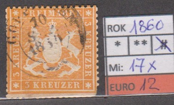 WURTTEMBERG Mi:17 kasowany