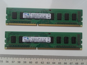 Samsung DDR3 2x1GB = 2GB PC3 1333Mhz, 10600U-09-10