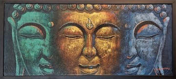"Błyszczący Budda" olej na płótnie 91cm x 42cm