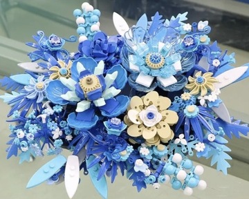 Bukiet Kwiatów Niebieskich z klocków! HiT Prezent