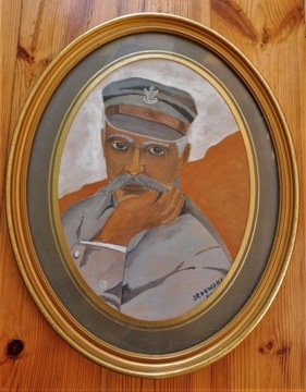 Obraz malowany J. Piłsudski,patriotyk,sygnowany