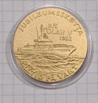 #324 Medal Norwegia statek R/S Olav V UNC