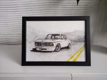 Obraz grafika 21x30cm BMW 2002 Turbo E10