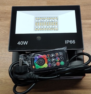 NOWY Reflektor Naświetlacz LED RGB 40W IP66 +pilot