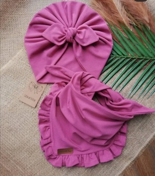 Komplet dwuwarstwowy wiosenny turban handmade 