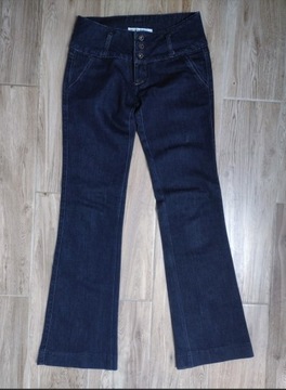 Spodnie dzwony jeans ciemnoniebieskie