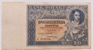 Banknot II RP 20 zł 1931 rok SERIA: AL