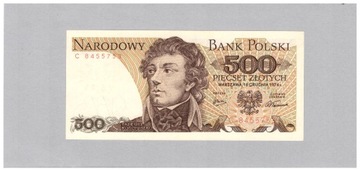 500 ZŁOTYCH 1974 SERIA C STAN 1 UNC