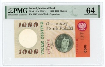 1000 zł 1965 ser. B UNC PMG 64