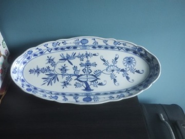 Miśnia ok. 1900 półmisek 55x26 cm porcelana cebula