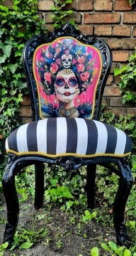 recznie malowane krzeslo  meksykanska smierc