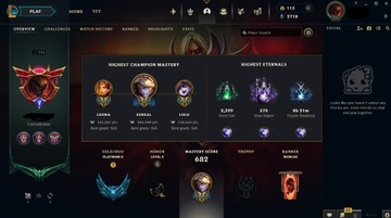 KONTO LOL EUNE 452 SKINÓW 771LVL P2