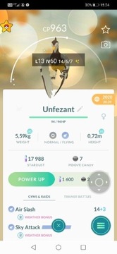 Shiny Unfezant Pokemon Go