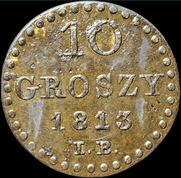 10 groszy 1813 IB Księstwo Warszawskie Piękne 