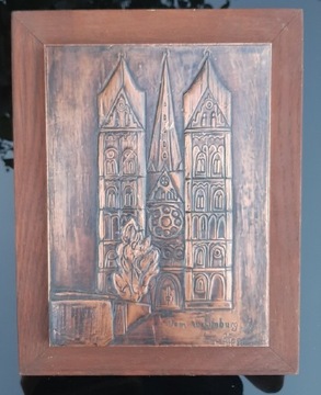 Obrazek miedzioryt katedry w Limburgu 31 x 24 cm