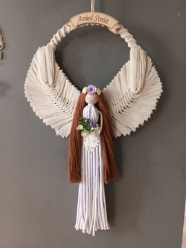 Anioł Stróż, makrama, 30 cm x 47 cm 