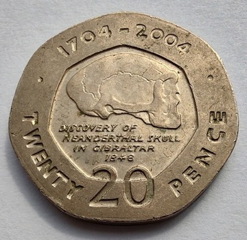 GIBRALTAR 20 Pence 2004 ŁADNA rocznica obleżenia