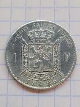 1886 Belgia srebrny 1 frank